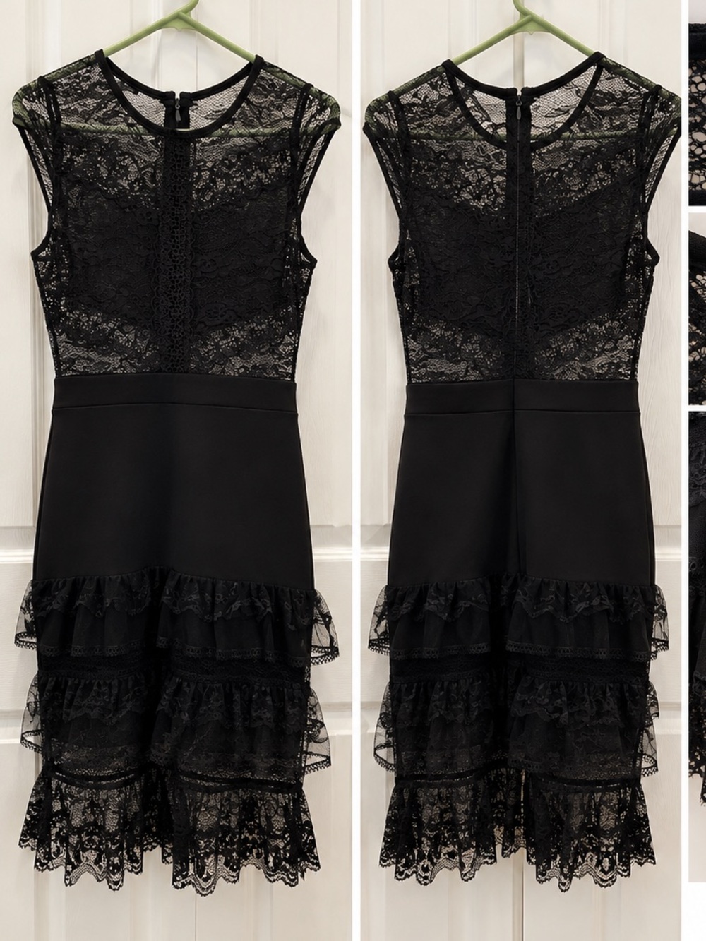 Fashion Nova Black Lace Ruffle Midi Dress